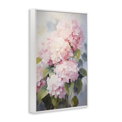 Art hortensia rose pâle encadré blanc par Petals Prints Design
