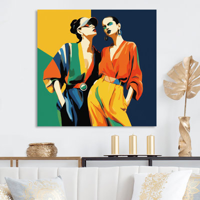 Art mural en métal orange et vert mexicain Romance of Women II - femme mexicaine