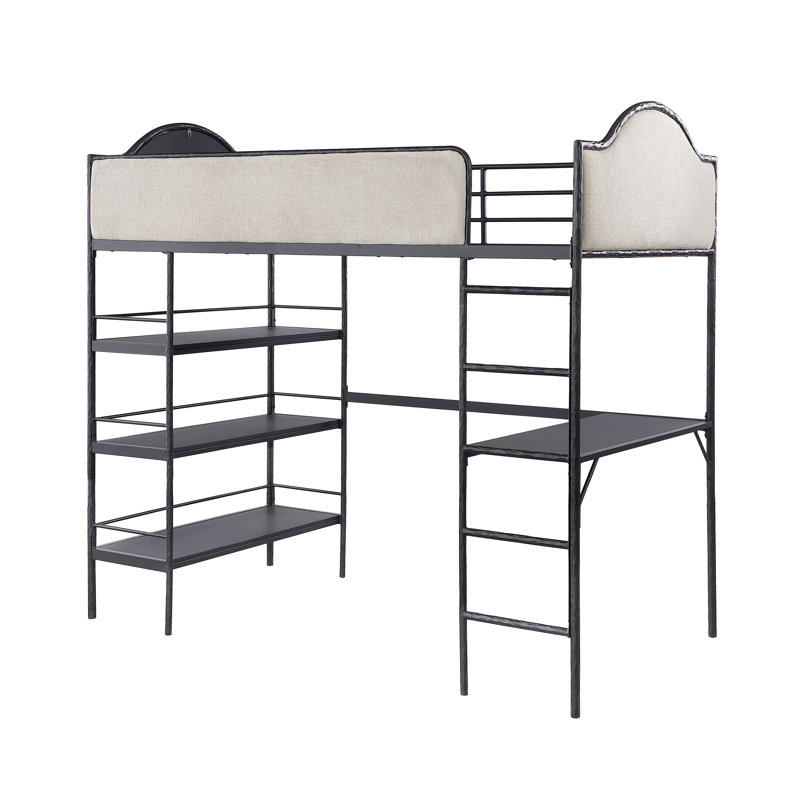 Lit mezzanine avec bureau et rangement Gammill