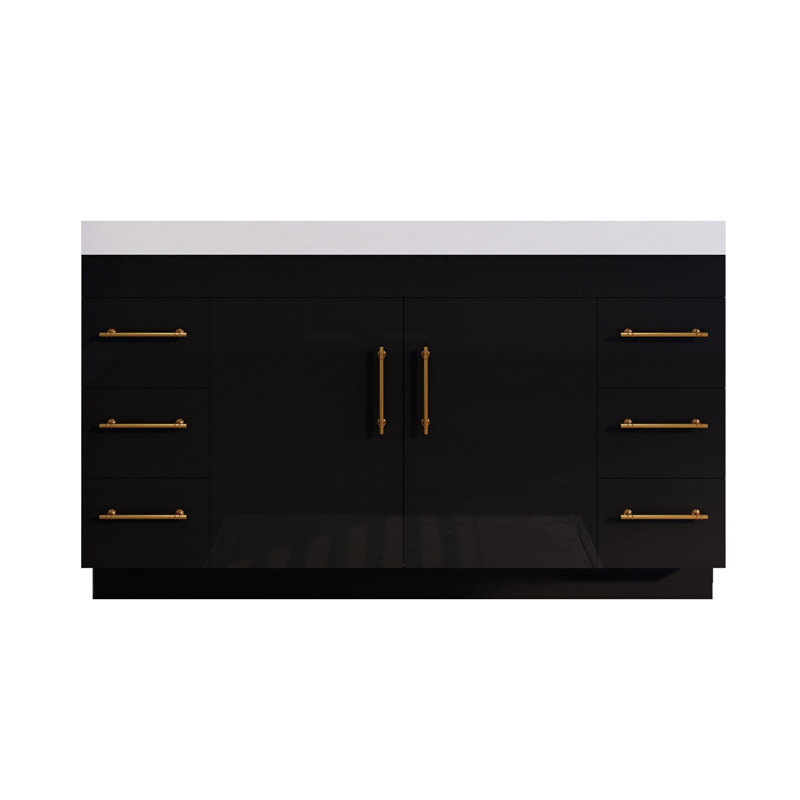 Ensemble de meuble-lavabo simple 60 "Spring, Noir lustré