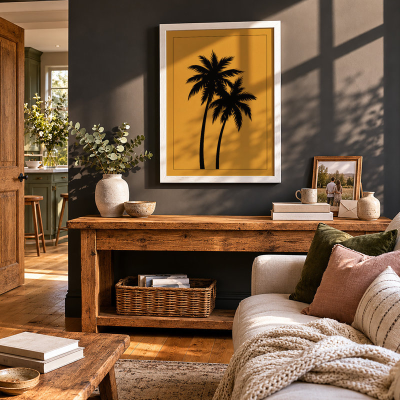 Palm Silhouettes Tropical - Framed Print, A3 - 42.0 x 29.7 cm, White
