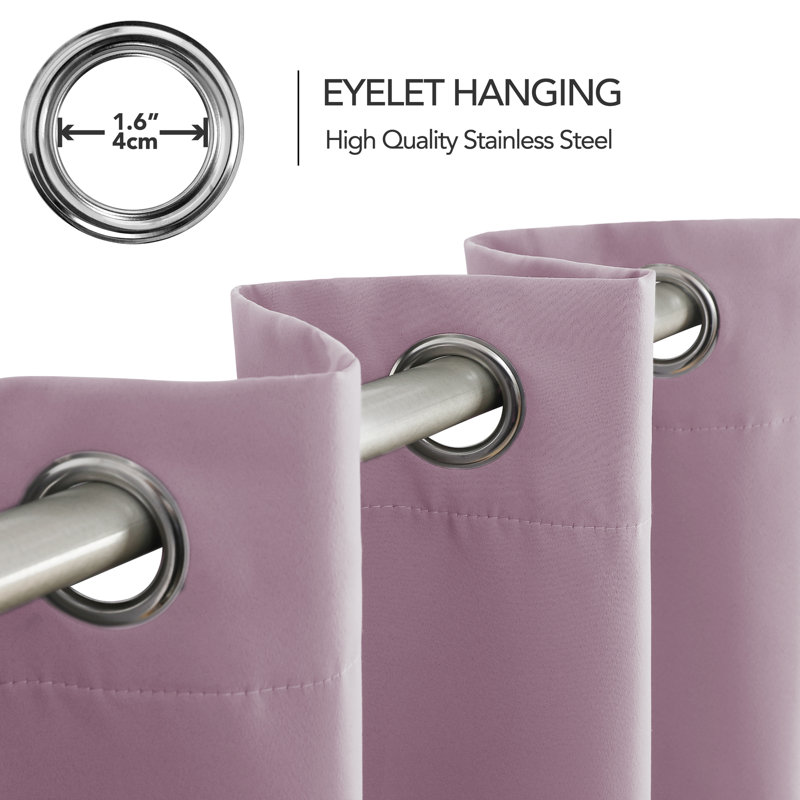 Quannisha Blackout Curtain Pair, Pink Lavender, 66cm Width x 183cm Drop