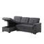 Canapé modulaire en lin gris foncé avec canapé-lit réversible, méridienne de rangement, surpiqûre moyenne ferme, profondeur de 54 po