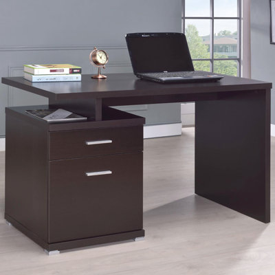 Bureau réversible Cappuccino - grand bureau 2 tiroirs convenant aux environnements variés