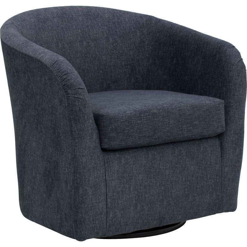 Upholstered Swivel Barrel Chair, Aston Anthracite Polyester Blend