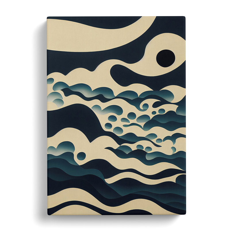 Ocean Wave Modern Art No.6 Abstract - Wrapped Canvas Print, 60cm H x 40cm W x 3cm D