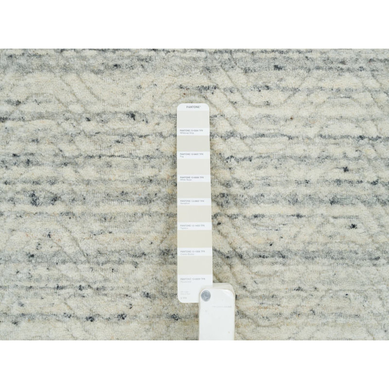 Tapis beige noué à la main de conception unique 11 pi 9 po x 11 pi 9 po New Age