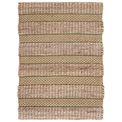 Tapis géométrique en jute / coton à tissage plat en fibre naturelle Ifedayo