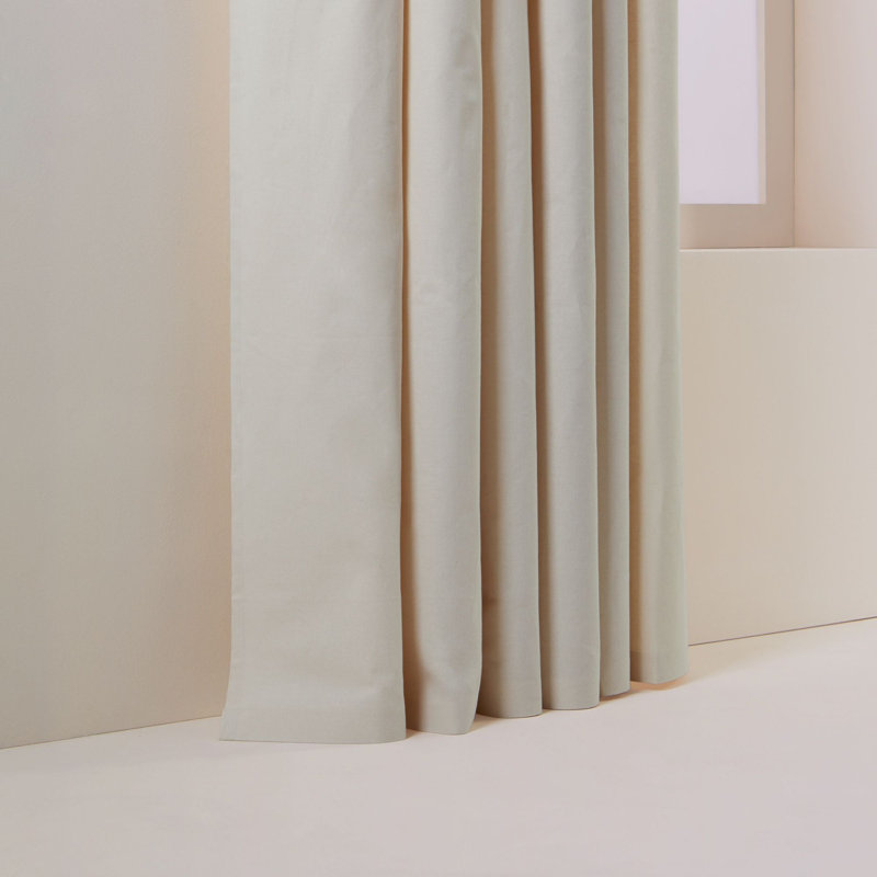 Cotton Blackout Curtain Single Panel, Light Beige