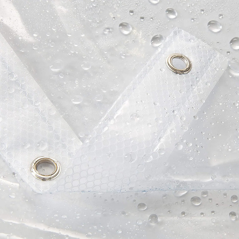 72 po x 72 po - Doublure de rideau de douche épaisse et épaisse transparente Peva avec poches en filet, Transparent