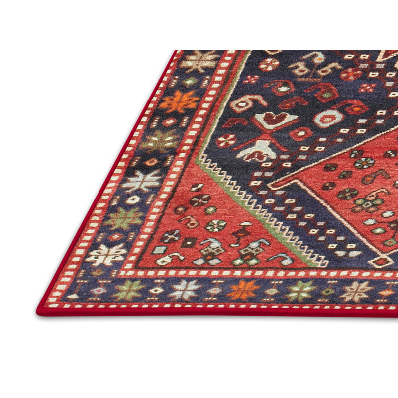 Tapis traditionnel rouge / beige, Rectangle 5 pi x 7 pi