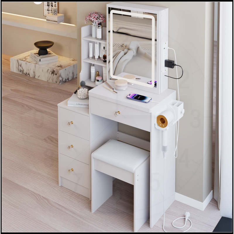 Armoire de chevet gauche polyvalente avec fonctionnalités avancées pour une fonctionnalité améliorée, Blanc