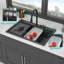 Évier de cuisine à fixation en cascade avec lavabo encastré 33 po x 22 po x 10 po en granite composite noir