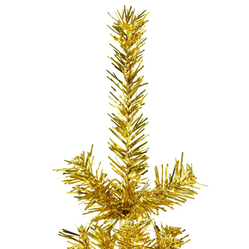 Moitié de sapin de Noël artificiel avec support, 59,1 po x 17,7 po, Or