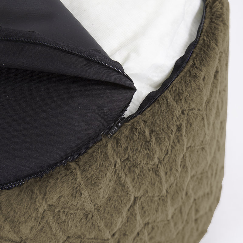 Upholstered Pouf, Angora Moss Polyester