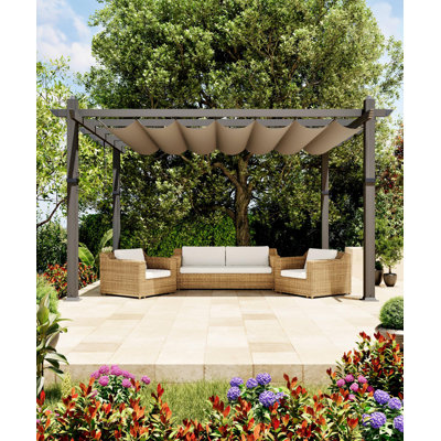 10x13FT Aluminum Pergola with Retractable Canopy
