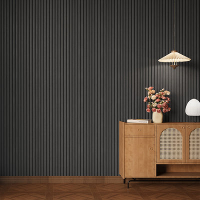 2 PCS 94"L x 24"W Acoustic Slat Wall Panels, Eco-Wood Look for Home/Office Wall & Ceiling (31.34 sq. ft.)