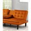 Futon orange contemporain de style avec capitonnage à biscuits, chargeurs de climatiseur, table rabattable et fonction de fabrication de lit, l 71,5 po x P 35,5 po, H 32 po