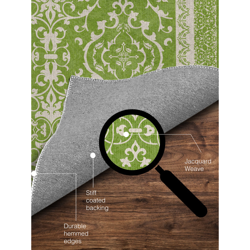 Tapis de chaise rectangulaire à poils courts Rao, L 36 po x L 60 po, Vert printemps