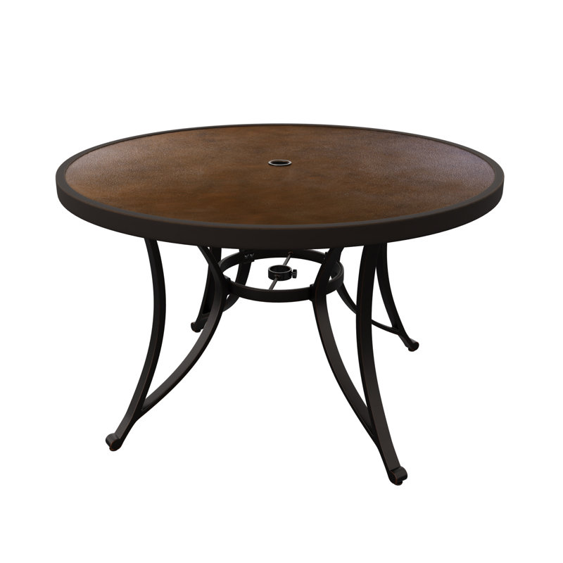Kamilja Round Outdoor Dining Table With Umbrella Hole , 47.8'' in. W 47.8'' in. D