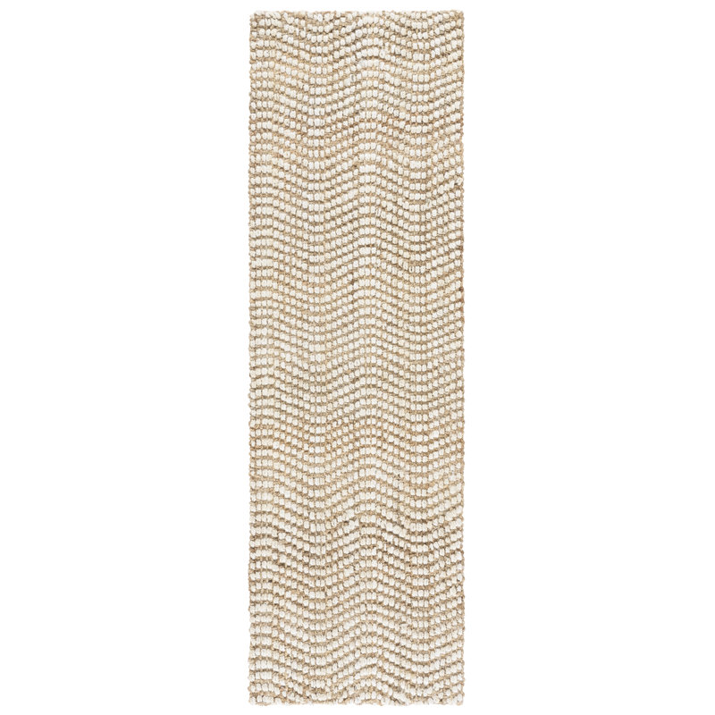 Natural Fiber Handwoven Jute Abstract Rug, Runner 2'3" x 8'