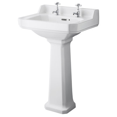  Vitreous China Rectangular Full Pedestal Basin