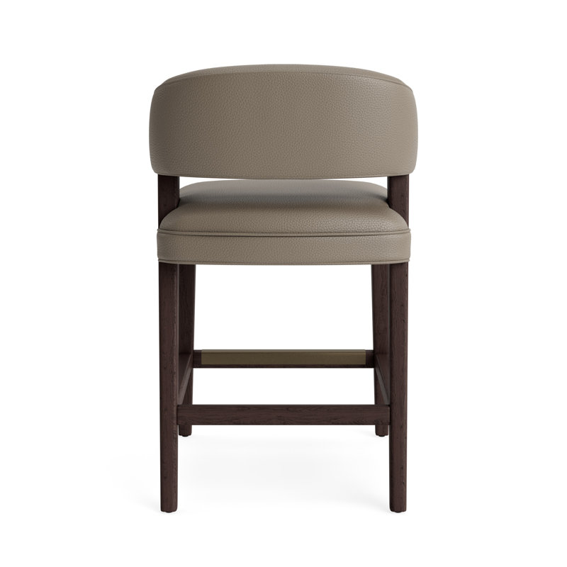 Keane Leather Bar Stool, Counter Stool (25” Seat Height), Java, Greenwich Performance Leather - Pewter