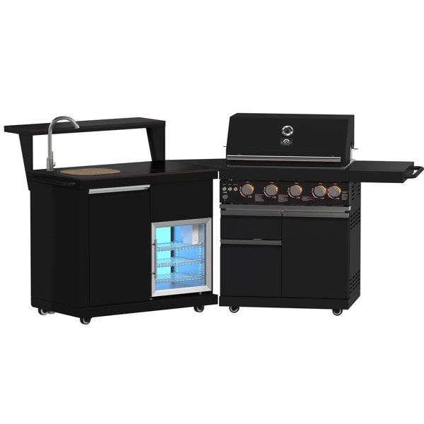 Forno All'Aperto 62,600 BTU BBQ & Sink Module with Black Sintered Stone ...