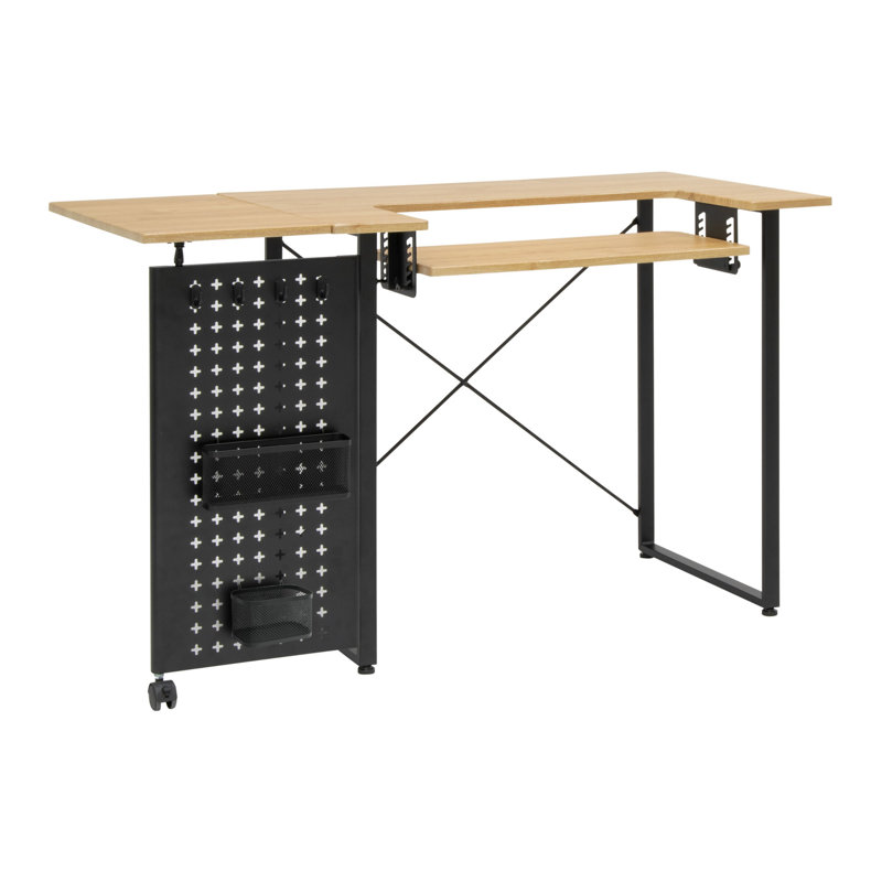 Adonya 121cm x 60cm Foldable Sewing Table with Sewing Machine Platform, Brown