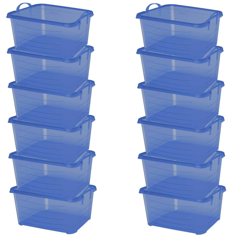 Bac de rangement empilable, contenant léger, Bleu, 55