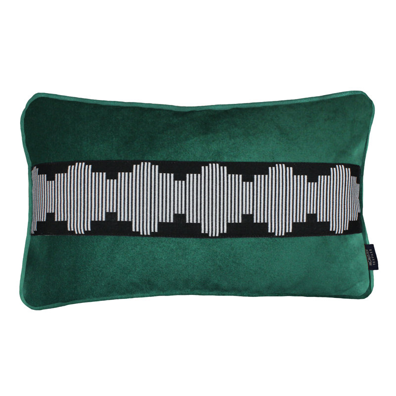Maya Emerald Velvet Cushion with Filling, 60cm H x 40cm W x 5cm D, Emerald