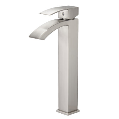 Single Hole Bathroom Faucet In Brushed Nickel - Geometric Shape With Ceramic Filler For Sink And Manual Control Handle