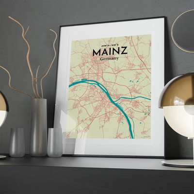Mainz City Map In Tricolour - No Frame Print