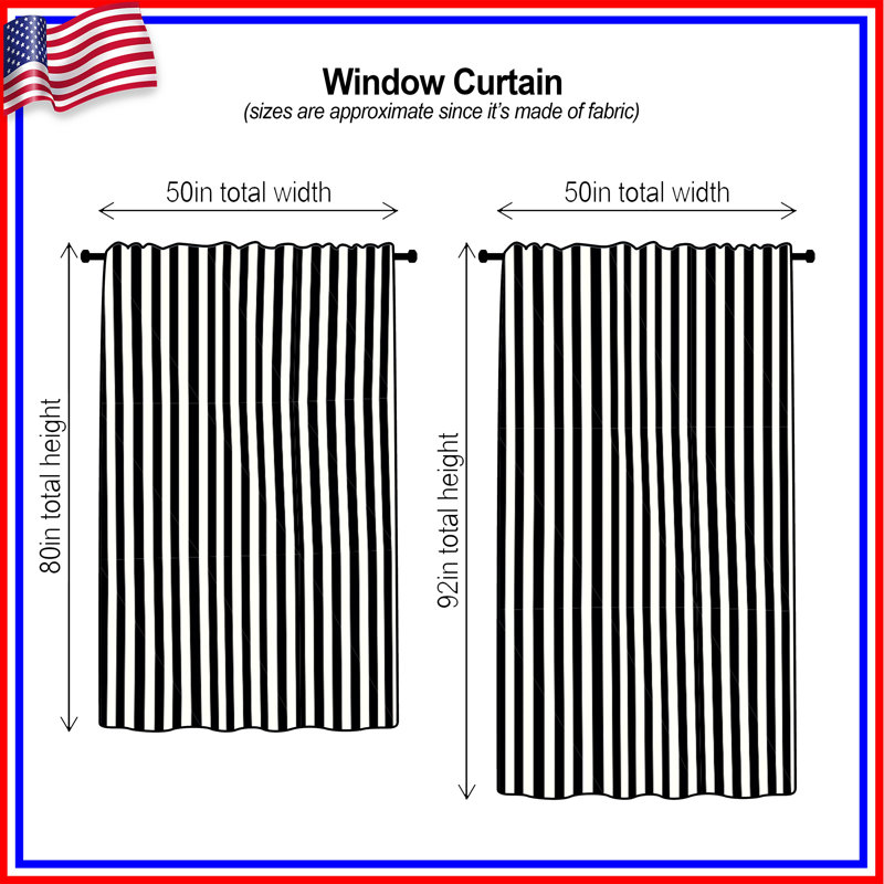 Stripes Window Curtains, Pattern Sheer & Blockout Curtains - 1 Panel, Blockout, 50" x 92" - 1 Panel