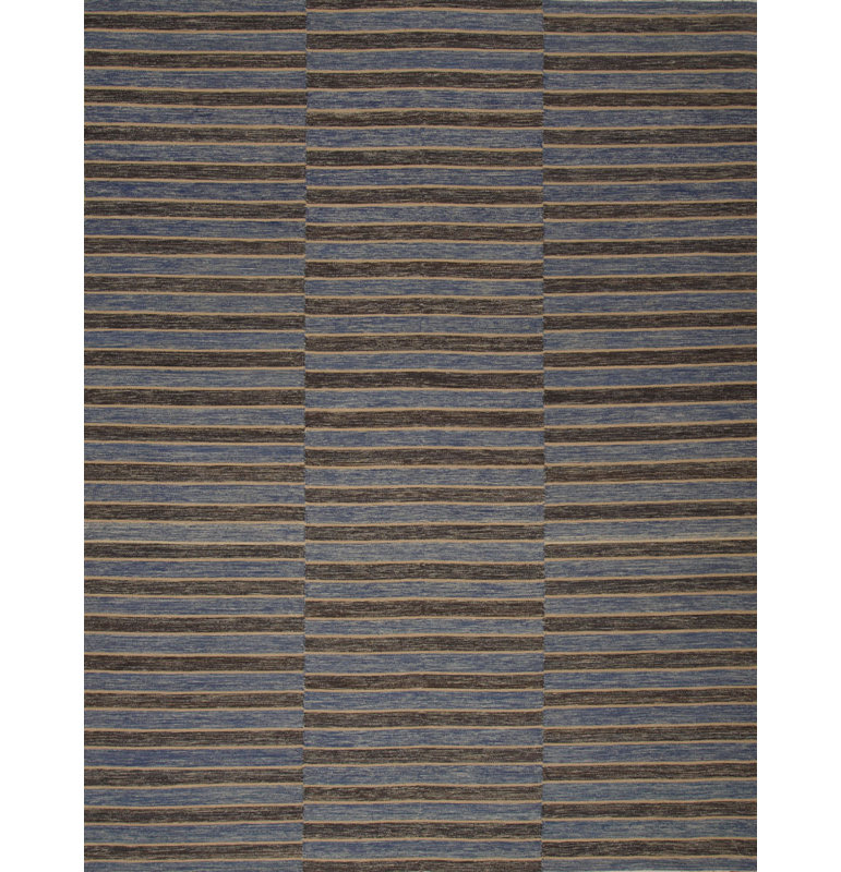 Striped Area Rug in Black/Blue