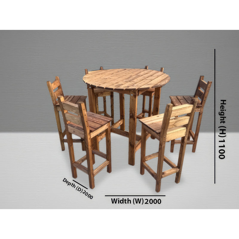 Imola 6 - Person Solid Wood Patio Dining Set Round Table