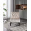 Fauteuil d'appoint sans accoudoirs en velours avec capitonnage et pieds en bois robustes