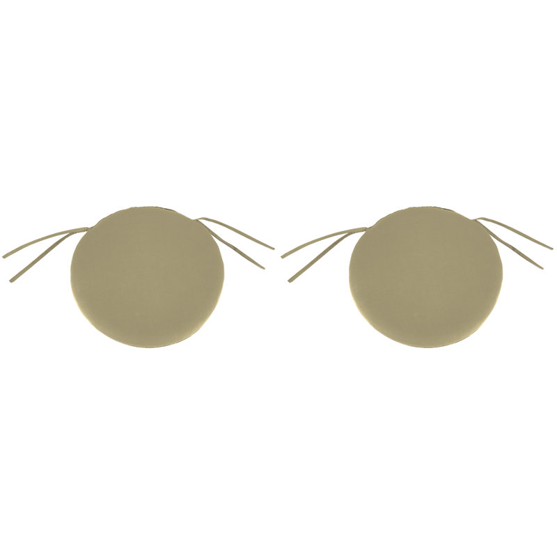 Set of 2 Outdoor Round Knife Edge Seat Cushions, Medford Flax