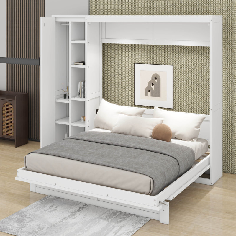Grand lit escamotable avec garde-robe et DEL