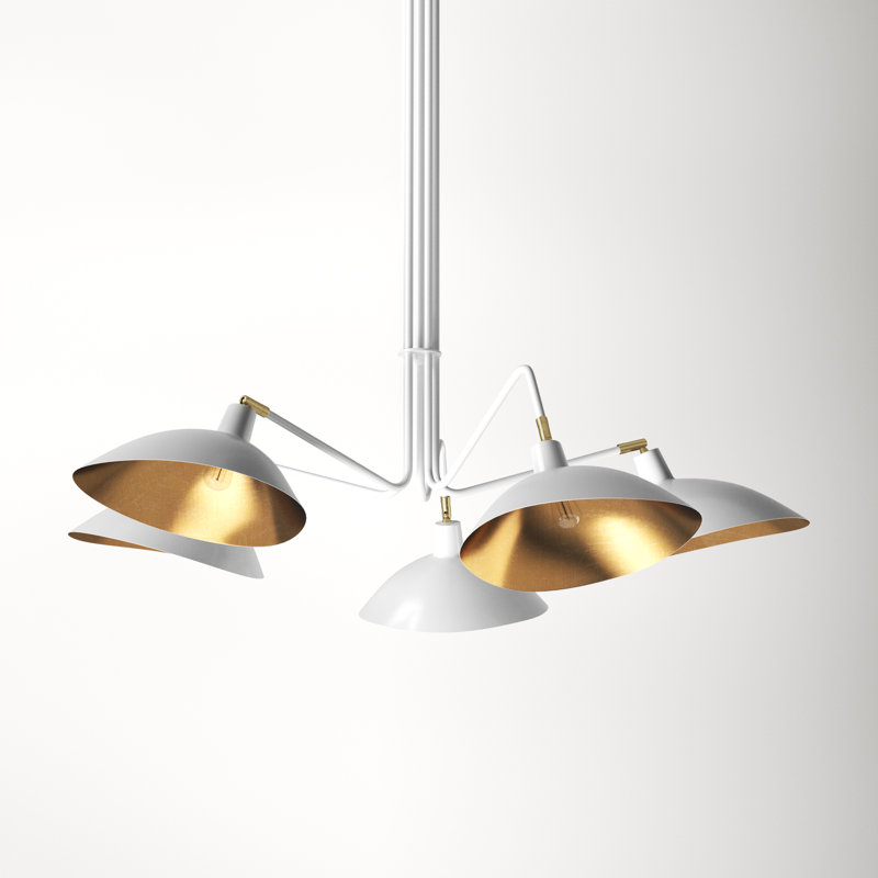 Duke 5 - Light Dimmable Geometric Chandelier, White