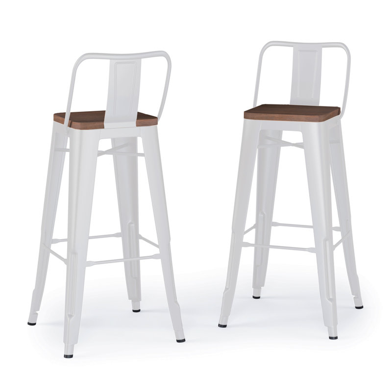 Tabouret 30 "en métal (ensemble de 2), Blanc
