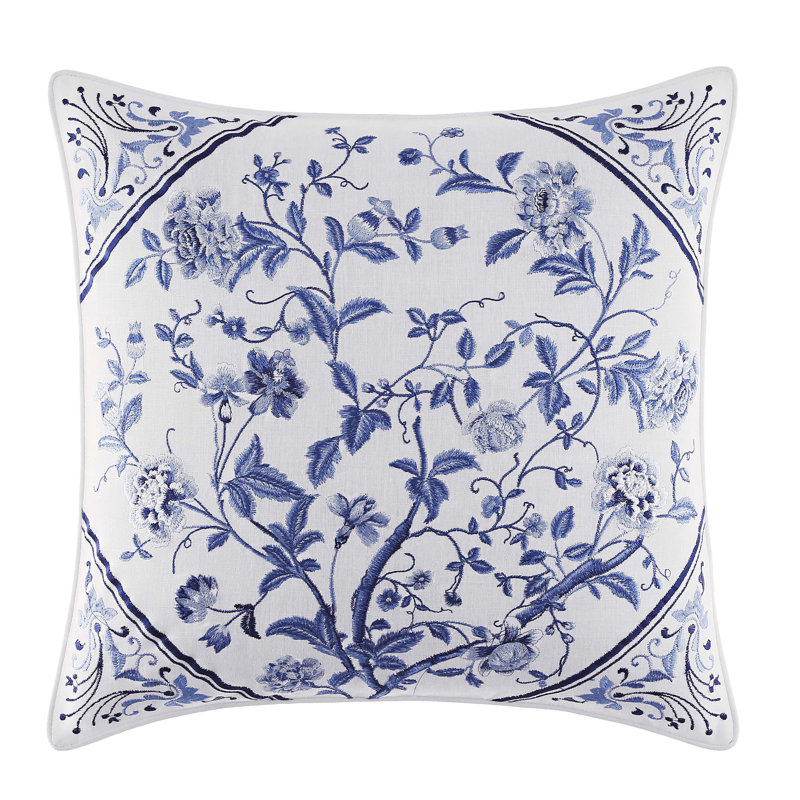 Laura Ashley Charlotte Blue Cotton Throw Pillow