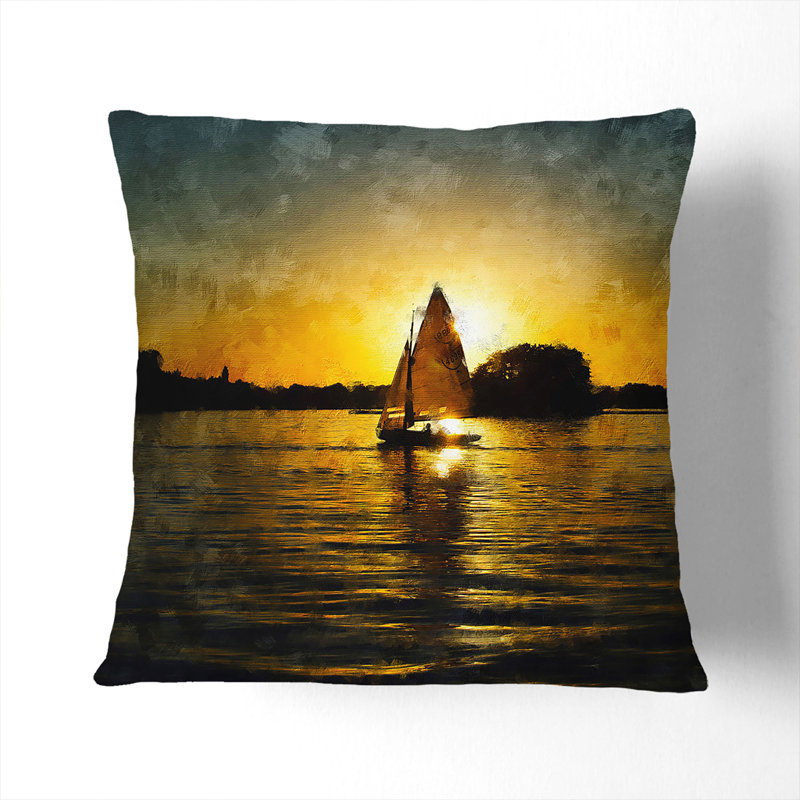 Sailing Boat Vol.4 Painting Scatter Cushion, Stone, 55cm H x 55cm W x 20cm D