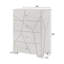 Commode contemporaine en bois à quatre tiroirs avec détails géométriques audacieux et finition blanche brillante