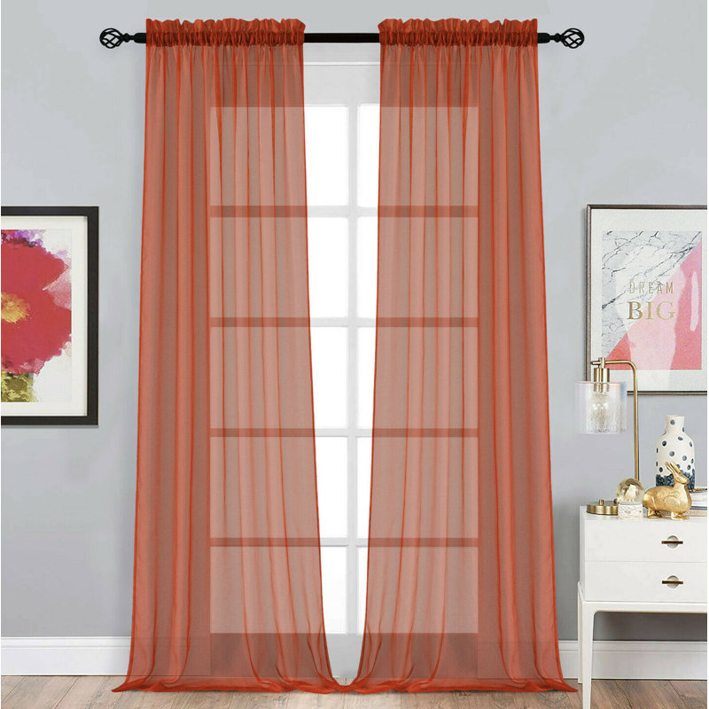 Rideaux transparents avec passe-tringle Dima, l 52 po x L 84 po, Épice citrouille