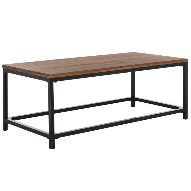 Table basse 4 pieds Auton, Bois de pin brun