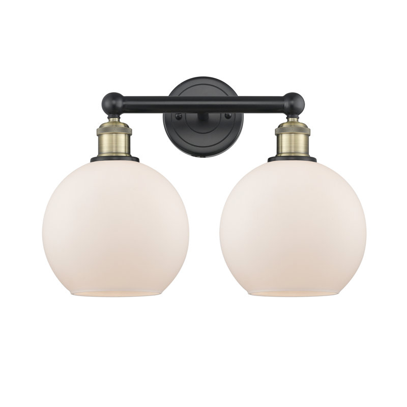 Ellington 2 - Light Dimmable Vanity Light, Matte White, Black Antique Brass