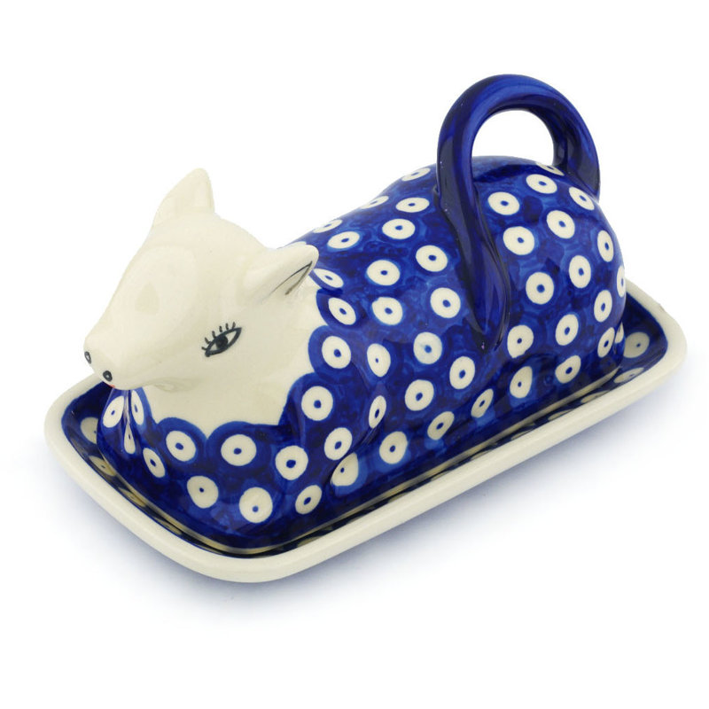 Eyed Peacock Stoneware Butter Dish