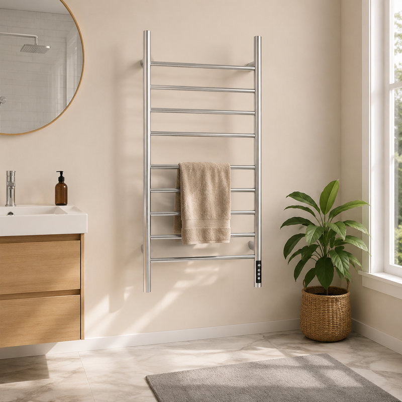 Grand porte-serviettes chauffant en nickel