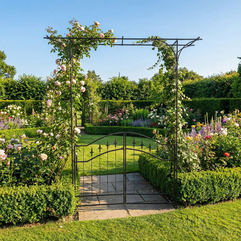 Tonnelle de jardin en fer 6,8 pi avec barrière